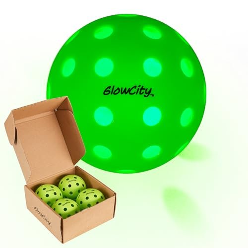 GlowCity LED Pickleball Set: Pack of 4 Glow in The...