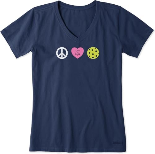 Life is Good Womens V-Neck Crusher Tee Peace Love...