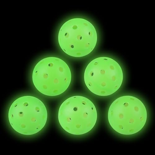Amoswiz Pickleball Balls, 6 Pack Outdoor Glow in The Dark...
