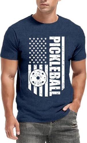 Qskall Pickleball Shirts for Men American Flag T-Shirt...