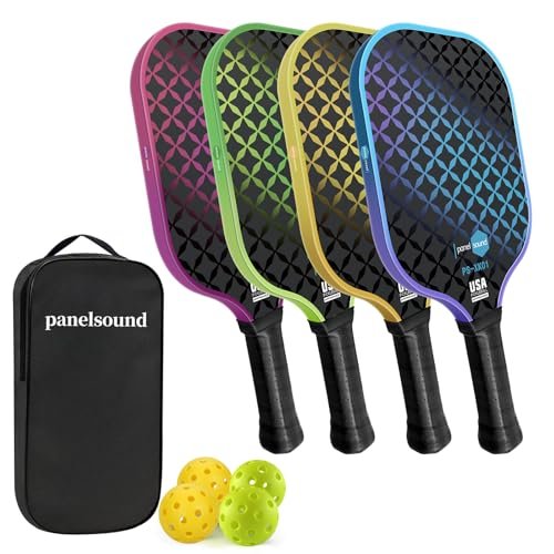 Panel Sound Pickleball Paddles Set of 4, 4 Fiberglass...