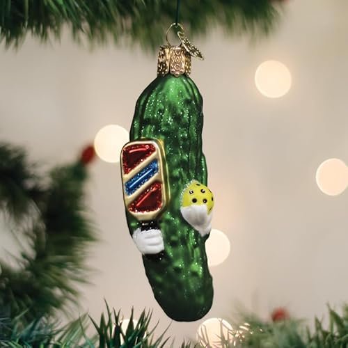 Old World Christmas Pickleball Pickle Glass Blown Ornament...