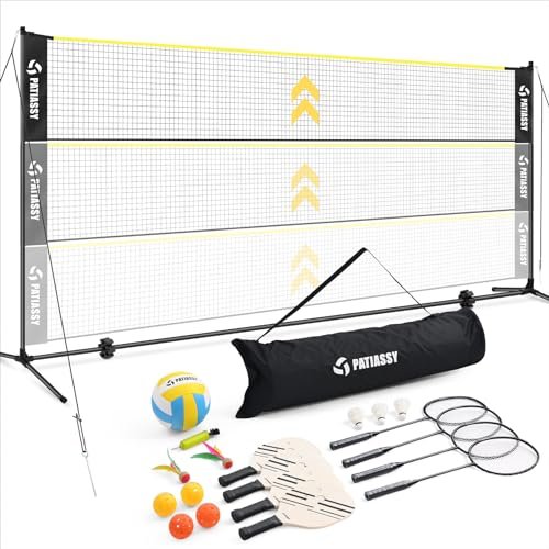 Patiassy Volleyball Badminton Pickleball 3-in-1 Combo Net...