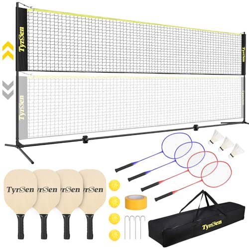 TYRSEN Portable Pickleball Badminton Net Set, 17FT...