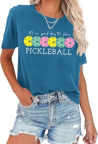 Women's Pickleball Shirt Funny Casual Short Sleeve Sport...