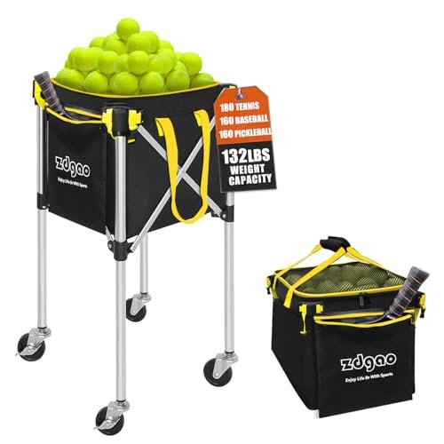 LOMGWAYS Pickleball Tennis Ball Hopper-Foldable Lightweight...