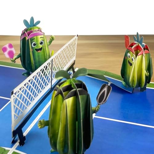 PQDGlobal 3D Pickleball Popup Card - Funny Handmade Paper...