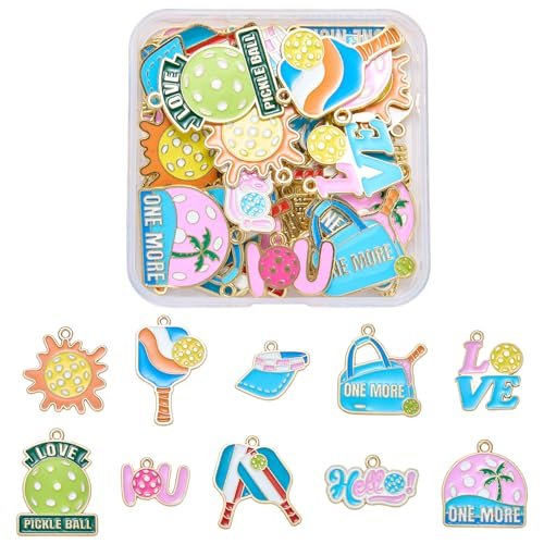 COGCHARGER 40Pcs 10 Style Pickleball Charms for Keychain...