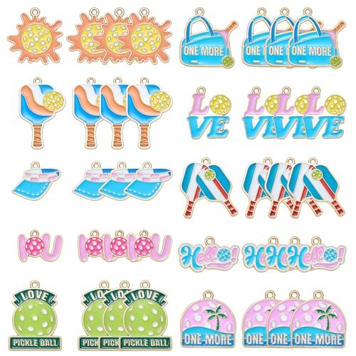 LEGENTLISUR 40Pcs Pickleball Charms for Jewelry Making...