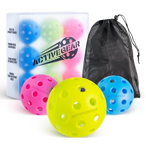 ActiveGear Pickleball Balls, 9 Pack 40 Holes Outdoor...