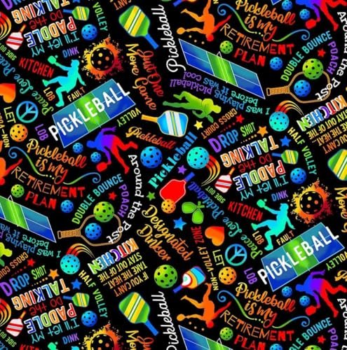 Timeless Treasures Fabrics Sports Pickleball Black