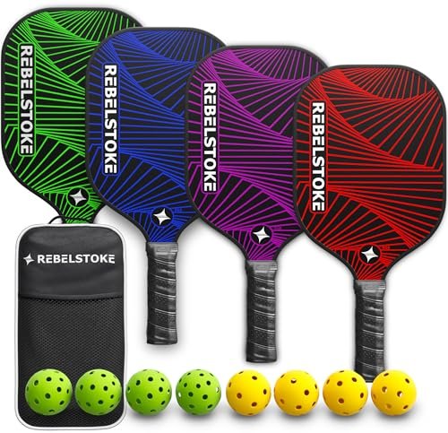 Pickleball Paddles Set of 4 with Bag - Designed in...