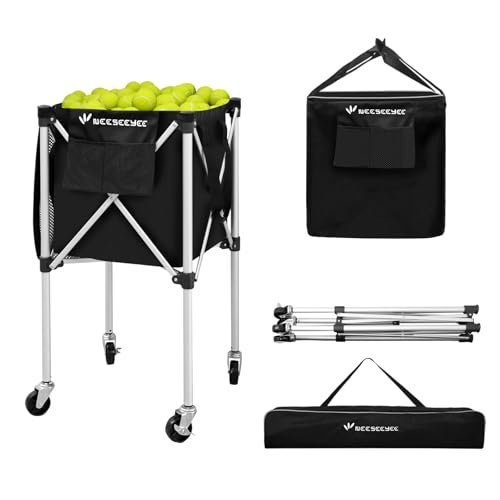 NEESEEYEE Sturdy Pickleball Tennis Ball Hopper-Foldable...