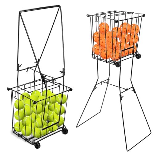 Portable Pickleball Tennis Ball Collector with Wheel, 90...