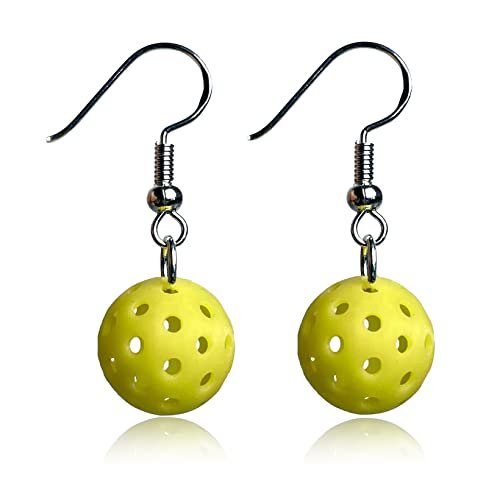 Yellow Pickleball Earrings, 1.2cm Dangle Accessory Earrings