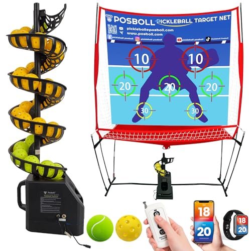 Pickleball Machine Ball Thrower & Net Combination,5200mAh...