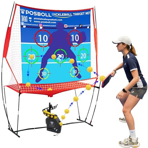 Posboll Pickleball Net with Pickleball Machine...