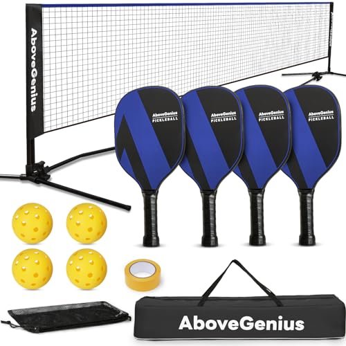 AboveGenius Pickleball Set with Net, Pickleball Paddles Set...