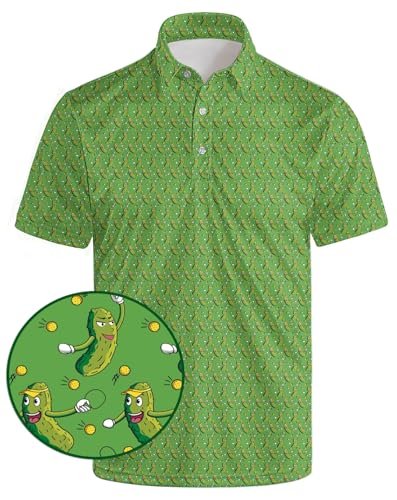 AYUNIX Golf Shirts for Men Funny Pickleball Shirts Pickles...