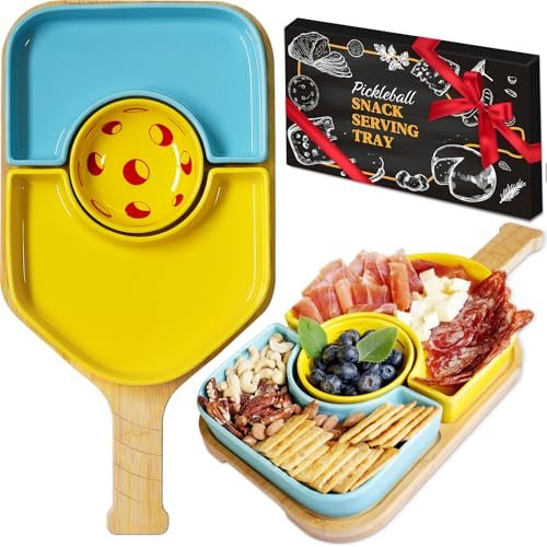 DWATAN Pickleball Paddle Snack Tray Set, Ceramic Serving...