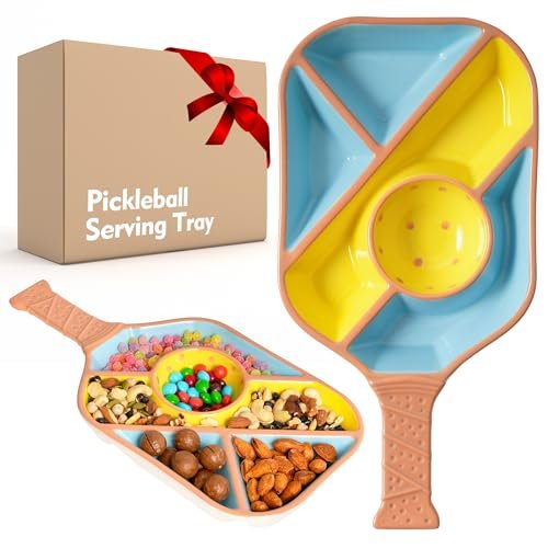 Paddle Snack Tray Pickleball Serving Tray- Ceramic Bat...