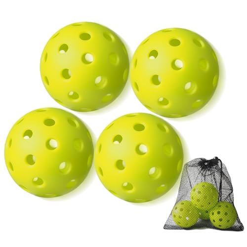 YHLOJIX 4 Pack Outdoor Pickleball Balls with Mesh Bag,...