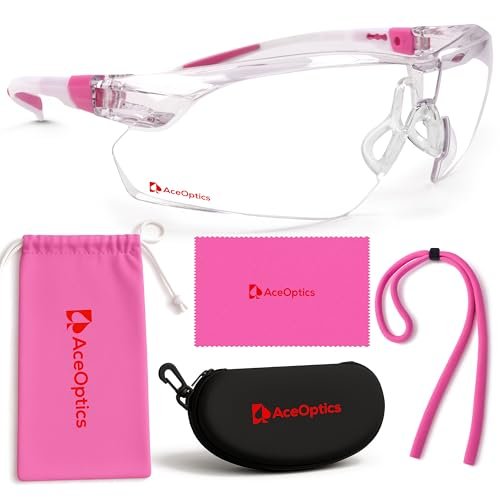 Aceoptics ANSI Z87 Safety Glasses for Women – Pink Clear,...