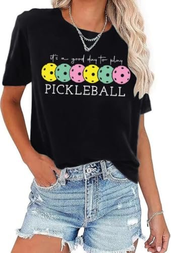 Women's Pickleball Shirt Funny Casual Short Sleeve Sport...