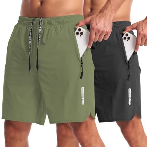 CANGHPGIN 2 Pack Mens Workout Athletic Shorts 7 inch...