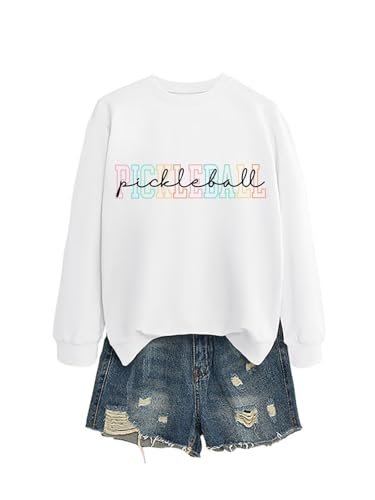Epokay Pickleball Sweatshirt Women Funny Letters Graphic...