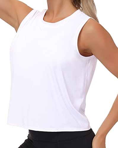 Ice Silk Workout Tops for Women Quick Dry Muscle Gym...