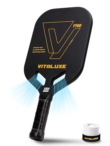 VITALUXE T700 Raw Carbon Fiber Pickleball Paddle, Edgeless...