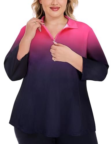 Unsenthy Womens Plus Size Golf Shirts, Quarter Zip Pullover...