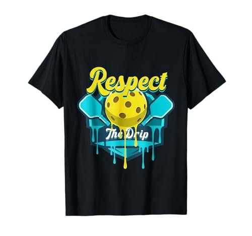 Cool Pickleball Respect The Game Blue Yellow Design T-Shirt