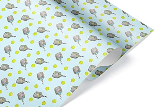 Fun Pickleball Gift Wrap Thick Wrapping Paper Watercolor...