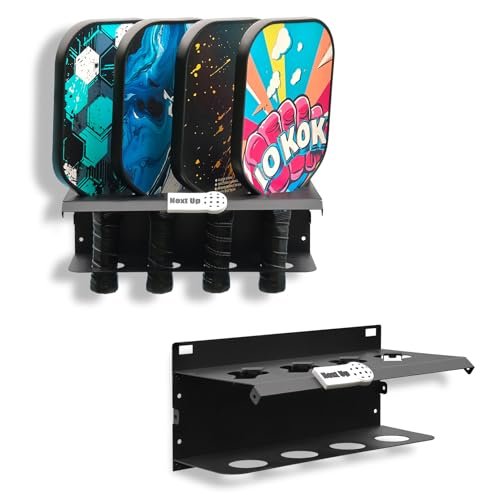 PRAMOON Pickleball Paddle Rack, 4-Paddle Holder, Multiple...