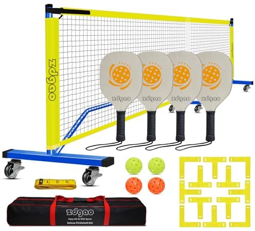 Pickleball Nets with Wheels Portable Pickle Ball Set with...